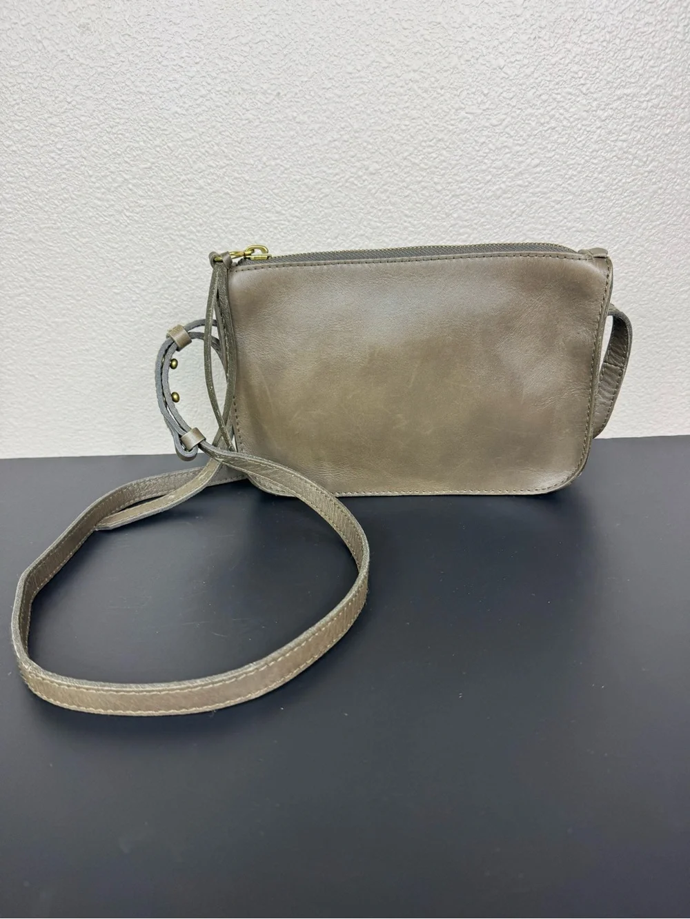 Madewell Genuine Leather Crossbody Bag in Olive Brown A